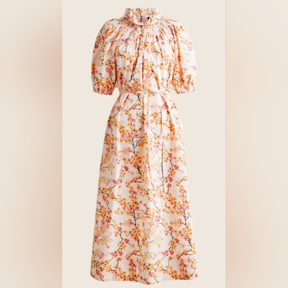 Gorgeous NWT J.Crew floral smocked neck dress size S